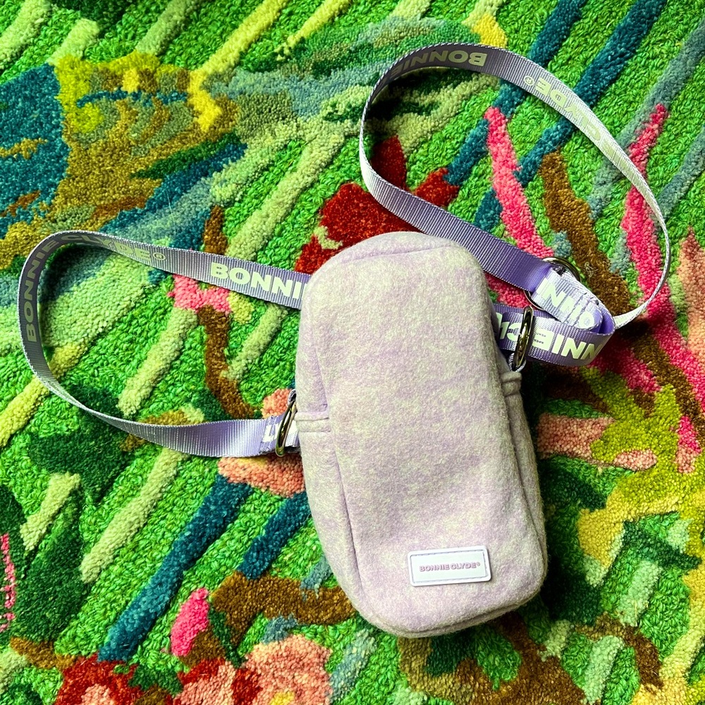 Bonnie Clyde Lilac Purple Wool Crossbody Bag Purse Zip Top